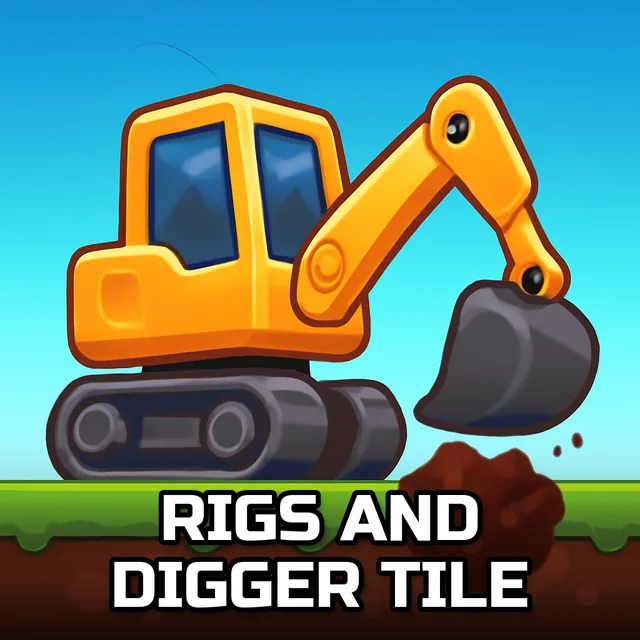 Rigs And Digger Tile - Construction Vehicles game